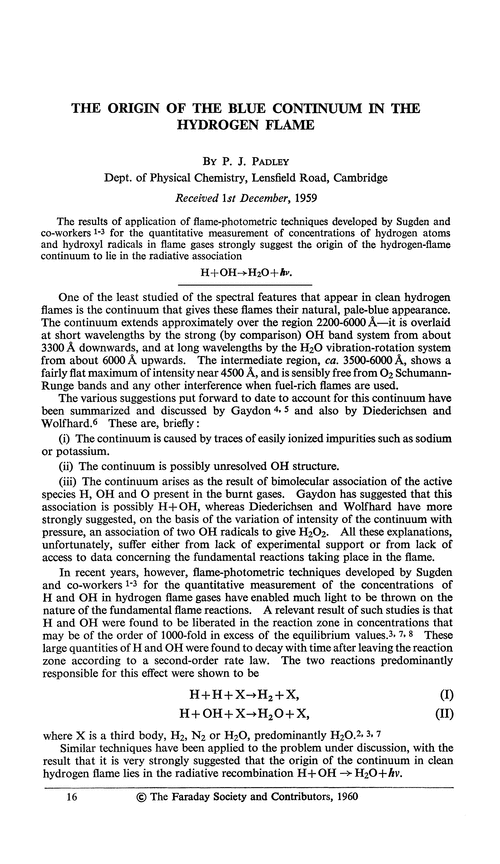 The origin of the blue continuum in the hydrogen flame