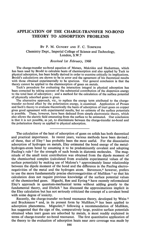 Application of the charge-transfer no-bond theory to adsorption problems