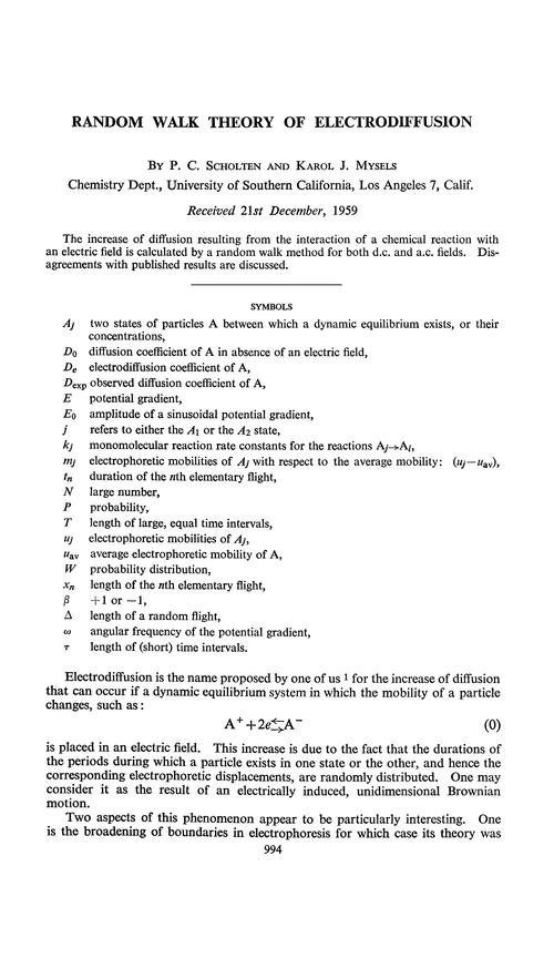 Random walk theory of electrodiffusion