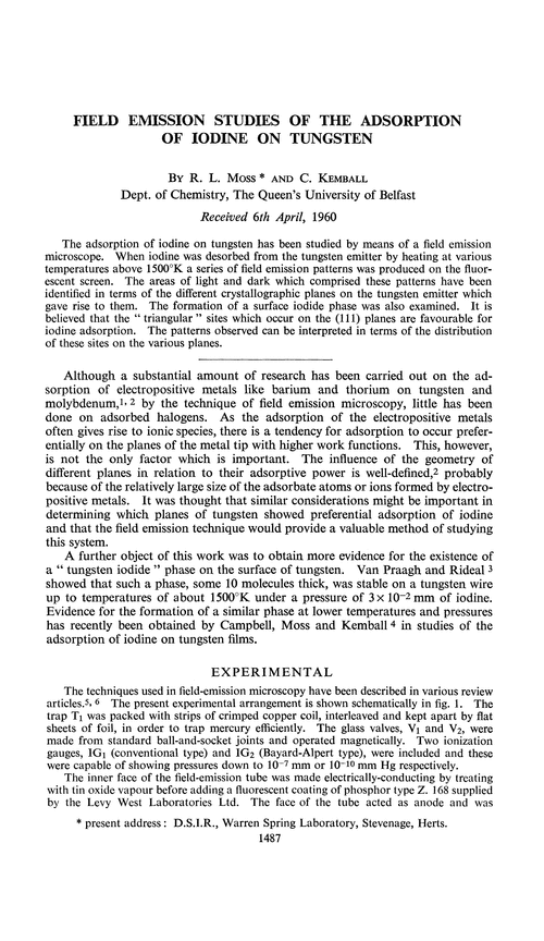 Field emission studies of the adsorption of iodine on tungsten