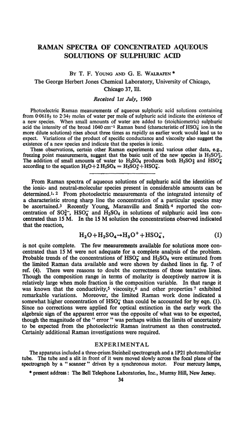 Raman spectra of concentrated aqueous solutions of sulphuric acid