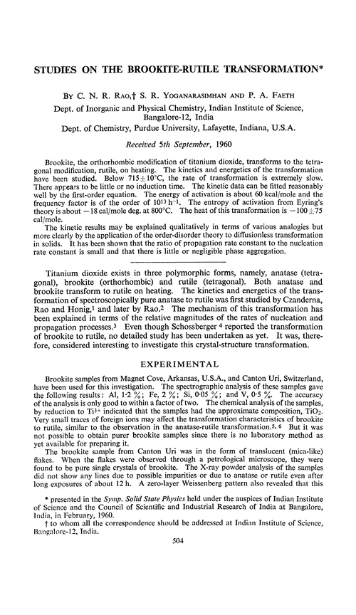 Studies on the brookite-rutile transformation