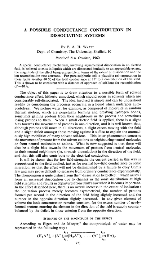 A possible conductance contribution in dissociating systems