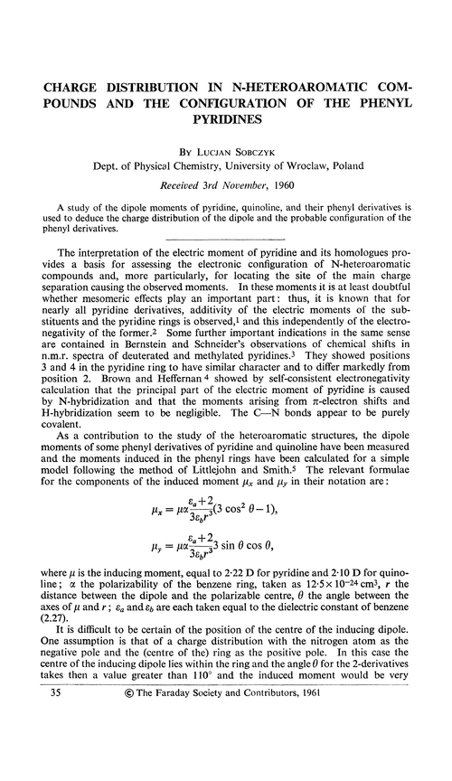 Charge distribution in N-heteroaromatic compounds and the configuration of the phenyl pyridines