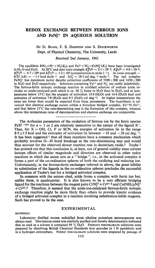 Redox exchange between ferrous ions and FeN in aqueous solution
