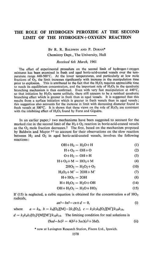 The role of hydrogen peroxide at the second limit of the hydrogen+oxygen reaction