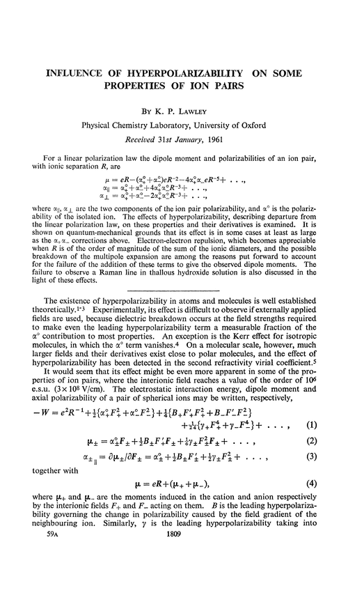 Influence of hyperpolarizability on some properties of ion pairs