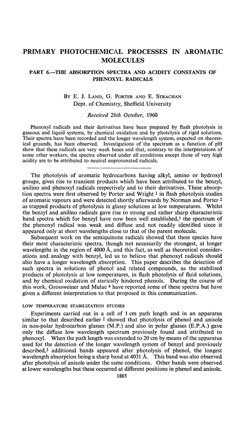 Primary photochemical processes in aromatic molecules. Part 6.—The absorption spectra and acidity constants of phenoxyl radicals