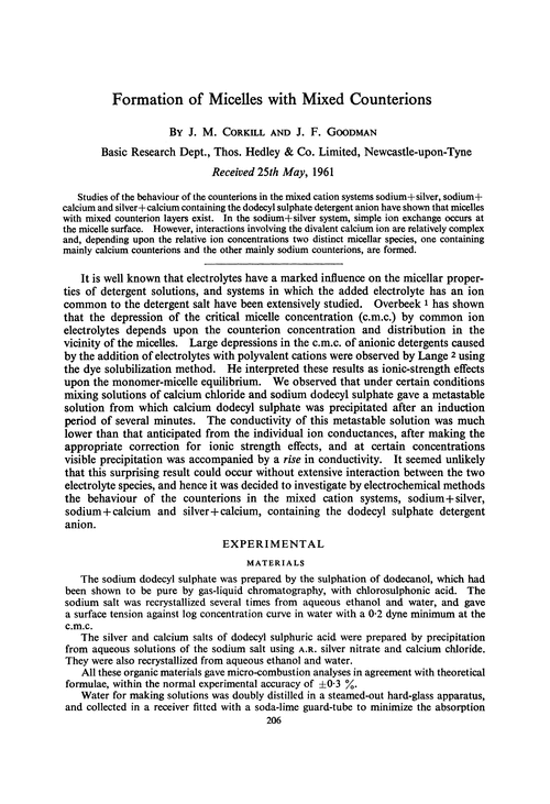 Formation of micelles with mixed counterions