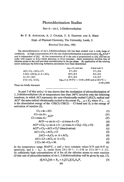 Photochlorination studies. Part 6.—Cis-1, 2-dichloroethylene
