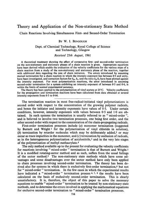 Theory and application of the non-stationary state method. Chain reactions involving simultaneous first- and second-order termination