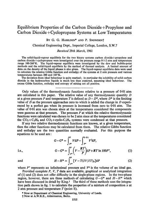 Equilibrium properties of the carbon dioxide + propylene and carbon dioxide + cyclopropane systems at low temperatures