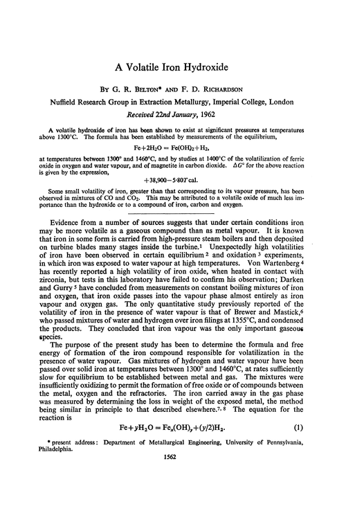 A volatile iron hydroxide