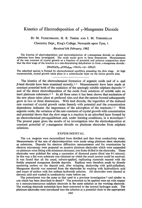 Kinetics of electrodeposition of γ-manganese dioxide