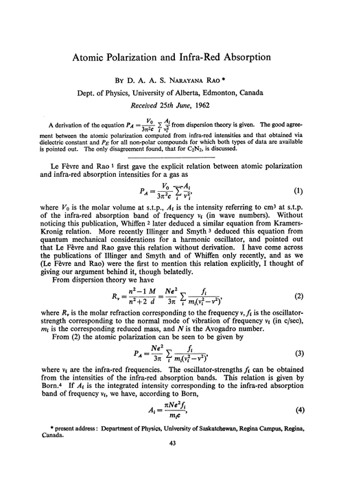 Atomic polarization and infra-red absorption