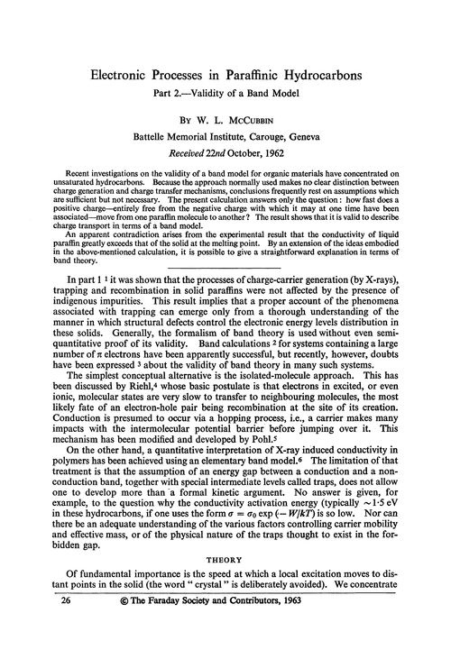 Electronic processes in paraffinic hydrocarbons. Part 2.—Validity of a band model