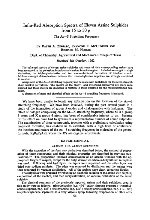 Infra-red absorption spectra of eleven arsine sulphides from 15 to 30 µ. The as—S stretching frequency
