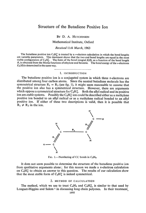 Structure of the butadiene positive ion