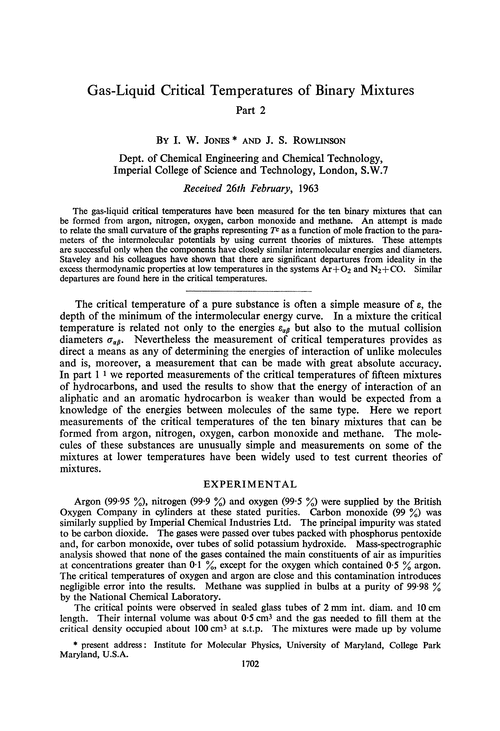 Gas-liquid critical temperatures of binary mixtures. Part 2