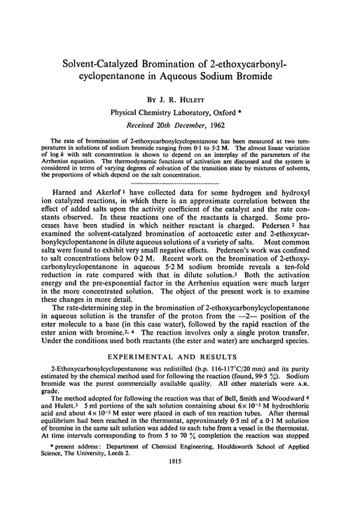Solvent-catalyzed bromination of 2-ethoxycarbonyl-cyclopentanone in aqueous sodium bromide