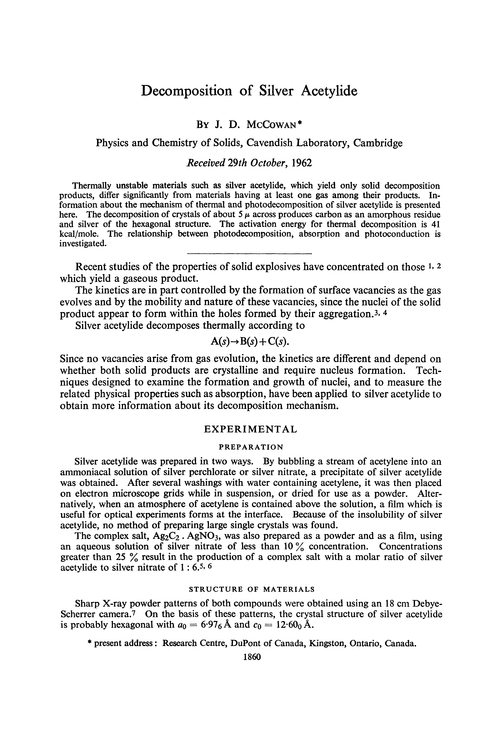 Decomposition of silver acetylide