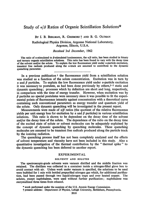 Study Of A B Ratios Of Organic Scintillation Solutions Transactions Of The Faraday Society Rsc Publishing