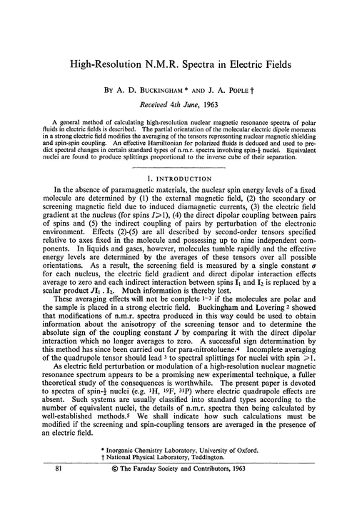 High-resolution N.M.R. spectra in electric fields