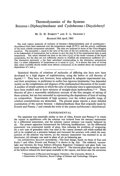 Thermodynamics of the systems benzene + diphenylmethane and cyclohexane + dicyclohexyl