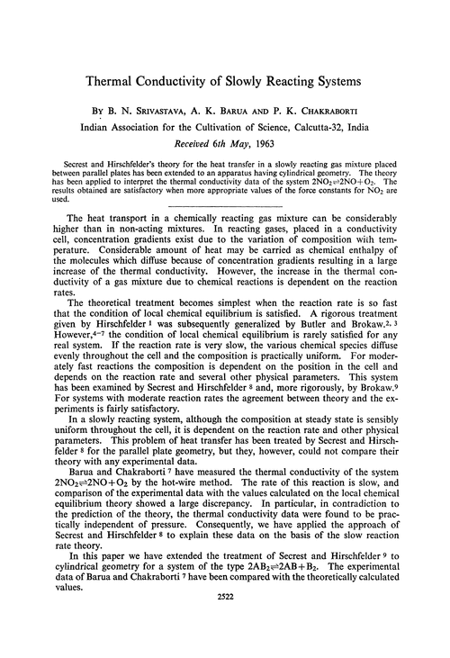 Thermal conductivity of slowly reacting systems