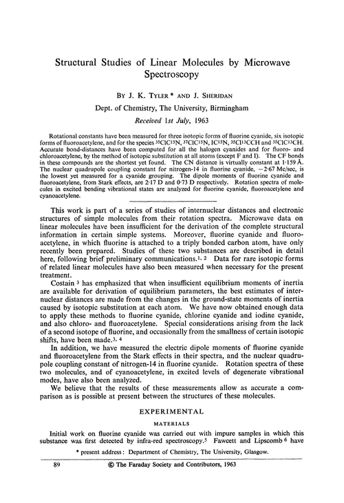 Structural studies of linear molecules by microwave spectroscopy