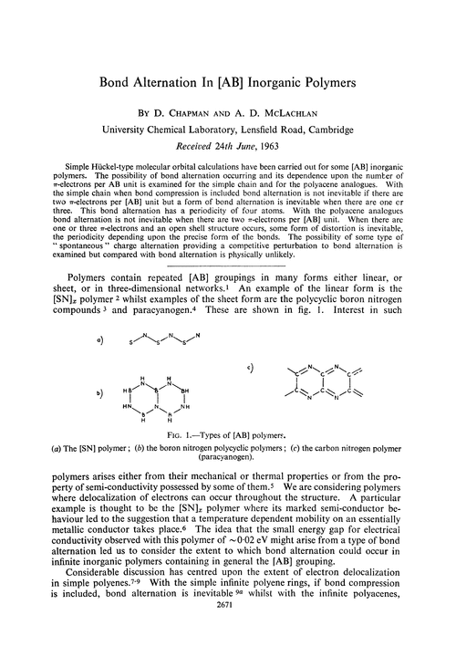 Bond alternation in [AB] inorganic polymers