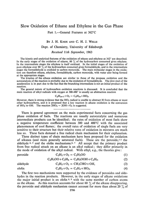 Slow oxidation of ethane and ethylene in the gas phase. Part 1.—General features at 362°C