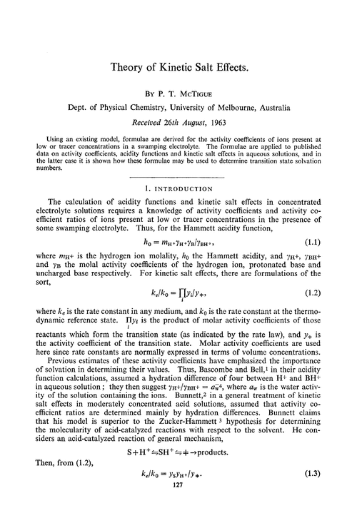 Theory of kinetic salt effects