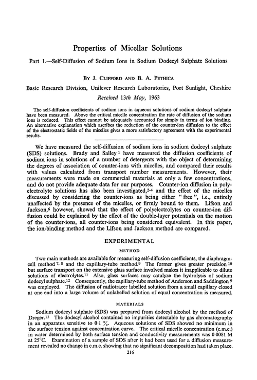 Properties of micellar solutions. Part 1.—Self-diffusion of sodium ions in sodium dodecyl sulphate solutions