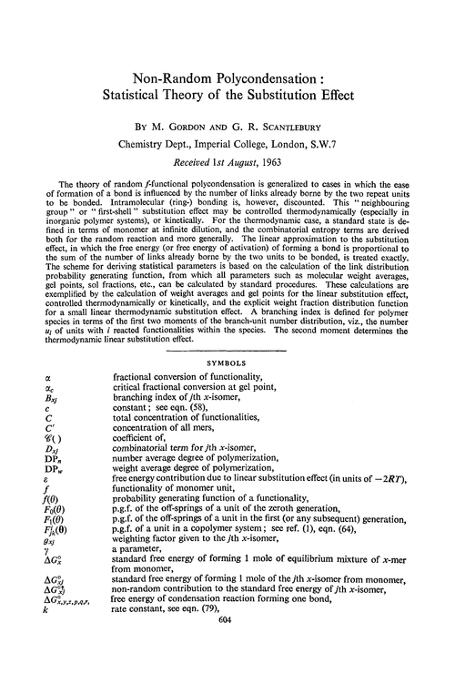 Non-random polycondensation : statistical theory of the substitution effect
