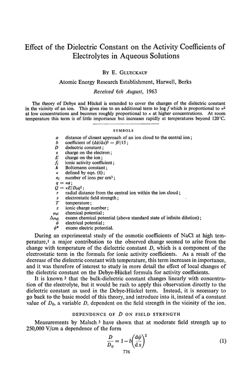 Effect of the dielectric constant on the activity coefficients of electrolytes in aqueous solutions