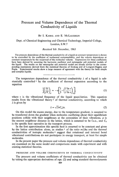 Pressure and volume dependence of the thermal conductivity of liquids