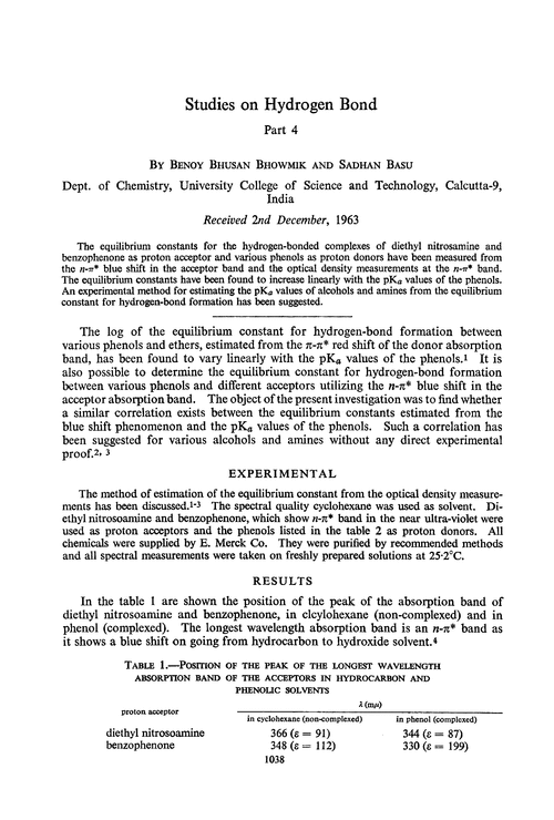 Studies on hydrogen bond. Part 4