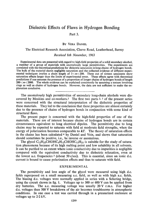 Dielectric effects of flaws in hydrogen bonding. Part 3