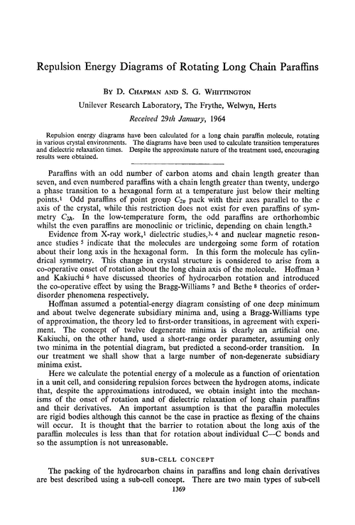 Repulsion energy diagrams of rotating long chain paraffins