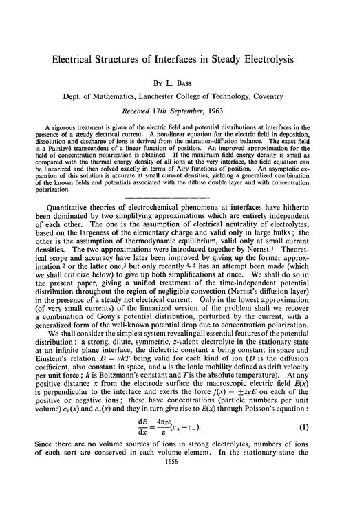 Electrical structures of interfaces in steady electrolysis
