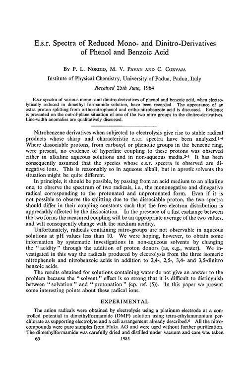 E.s.r. spectra of reduced mono- and dinitro-derivatives of phenol and benzoic acid