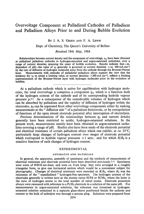 Overvoltage component at palladized cathodes of palladium and palladium alloys prior to and during bubble evolution