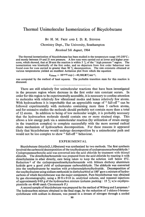 Thermal unimolecular isomerization of bicyclobutane