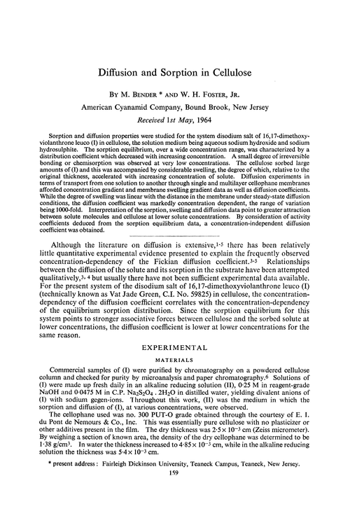 Diffusion and sorption in cellulose