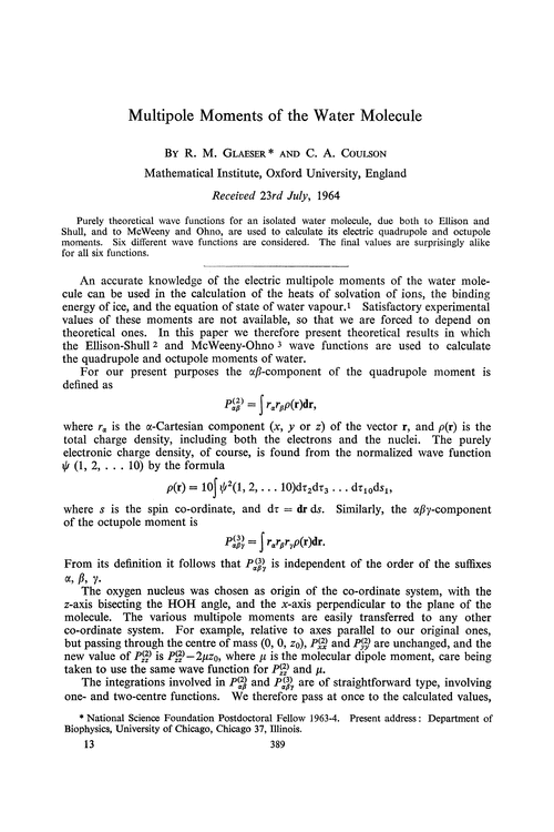 Multipole moments of the water molecule