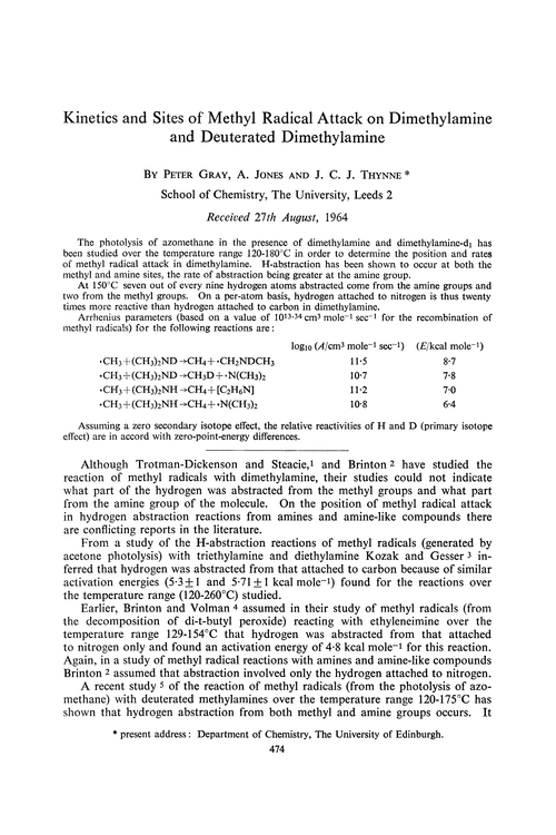 Kinetics and sites of methyl radical attack on dimethylamine and deuterated dimethylamine
