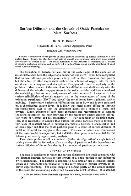 Surface diffusion and the growth of oxide particles on metal surfaces