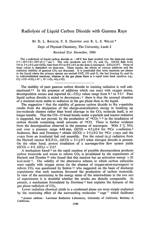 Radiolysis of liquid carbon dioxide with gamma rays