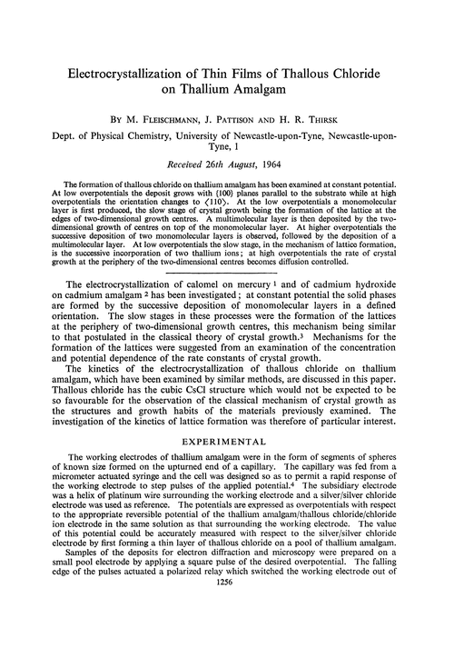 Electrocrystallization of thin films of thallous chloride on thallium amalgam